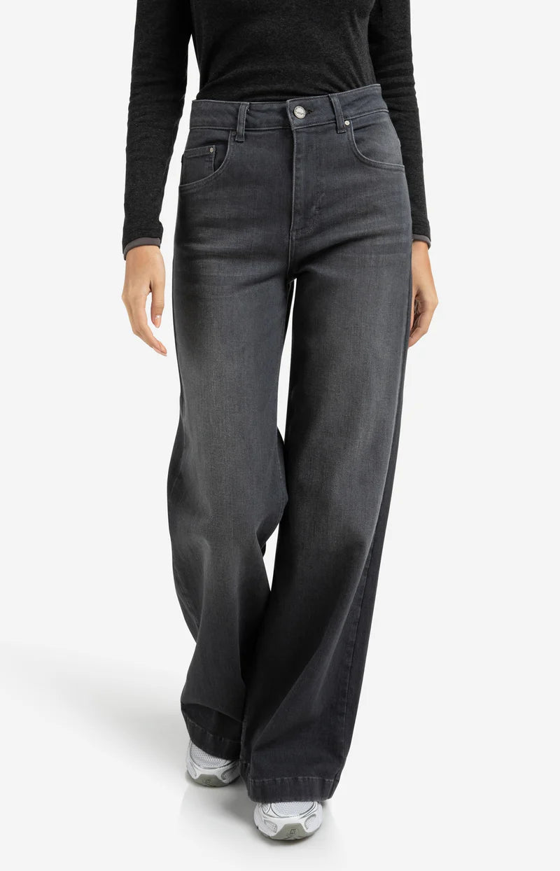 YAYA - Broek High Waist Wide Grey Denim (lengte 30) - Luxedy