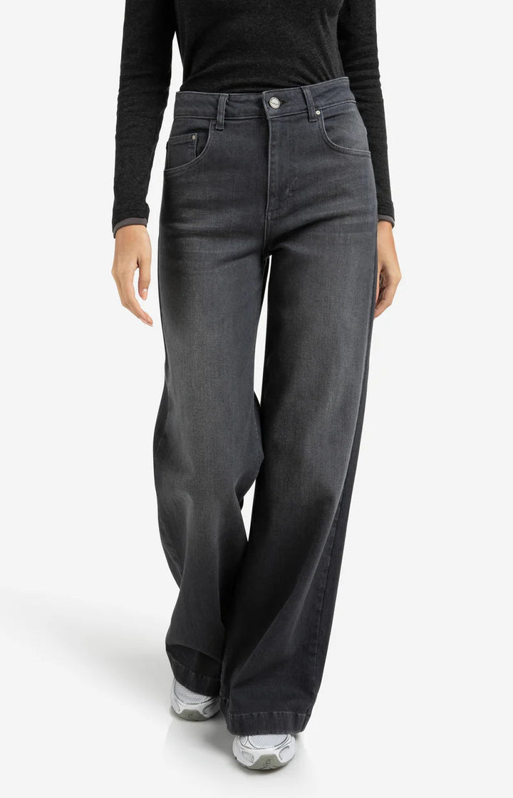 YAYA - Broek High Waist Wide Grey Denim (lengte 30) - Luxedy