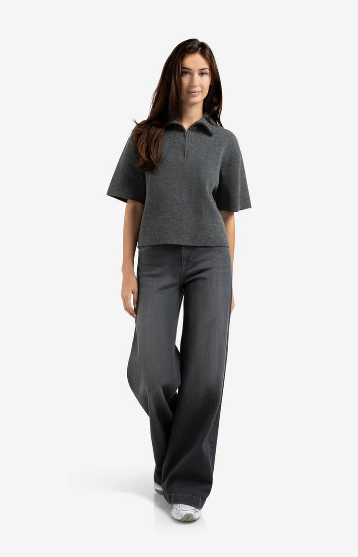 YAYA - Broek High Waist Wide Grey Denim (lengte 32) - Luxedy