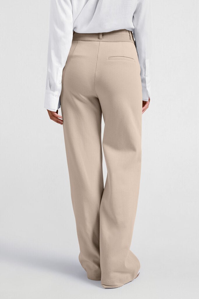 YAYA - Broek Jersey Wide Leg Contrast Waistband Feather Grey - Luxedy