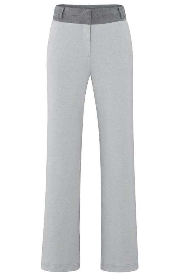 YAYA - Broek Jersey Wide Leg Contrast Waistband Harbour Mist Grey - Luxedy