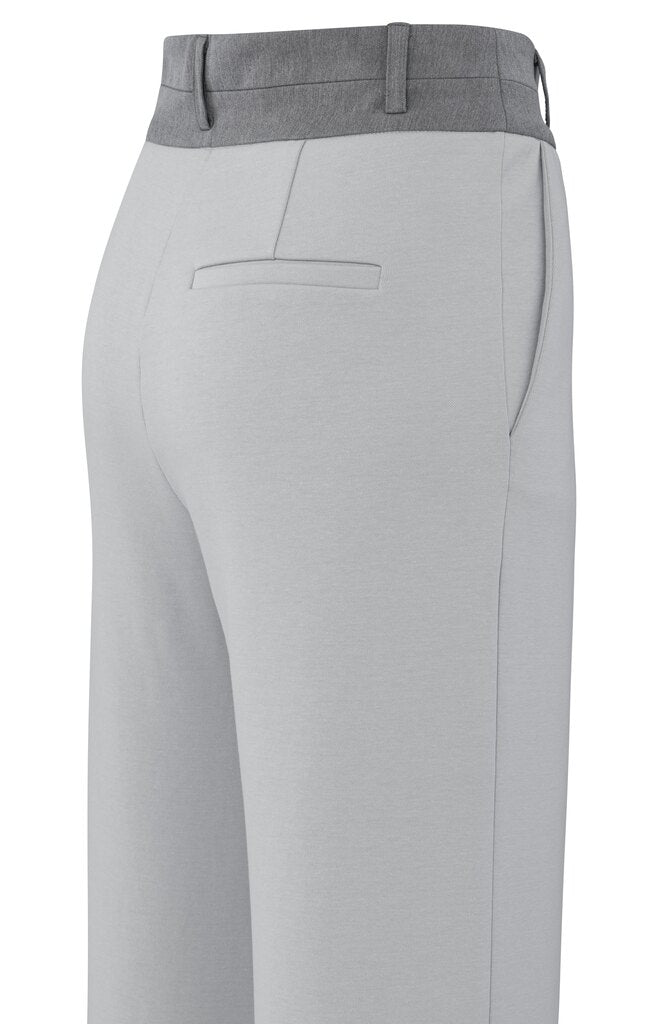 YAYA - Broek Jersey Wide Leg Contrast Waistband Harbour Mist Grey - Luxedy