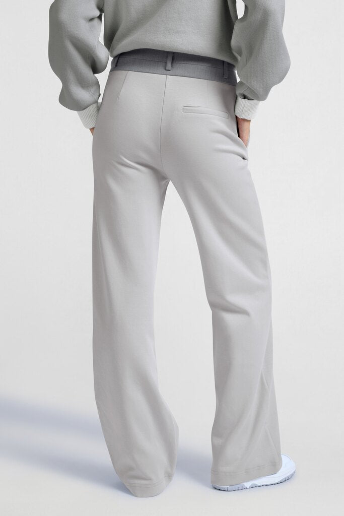 YAYA - Broek Jersey Wide Leg Contrast Waistband Harbour Mist Grey - Luxedy
