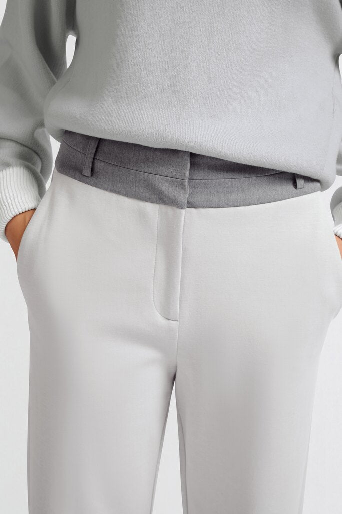YAYA - Broek Jersey Wide Leg Contrast Waistband Harbour Mist Grey - Luxedy