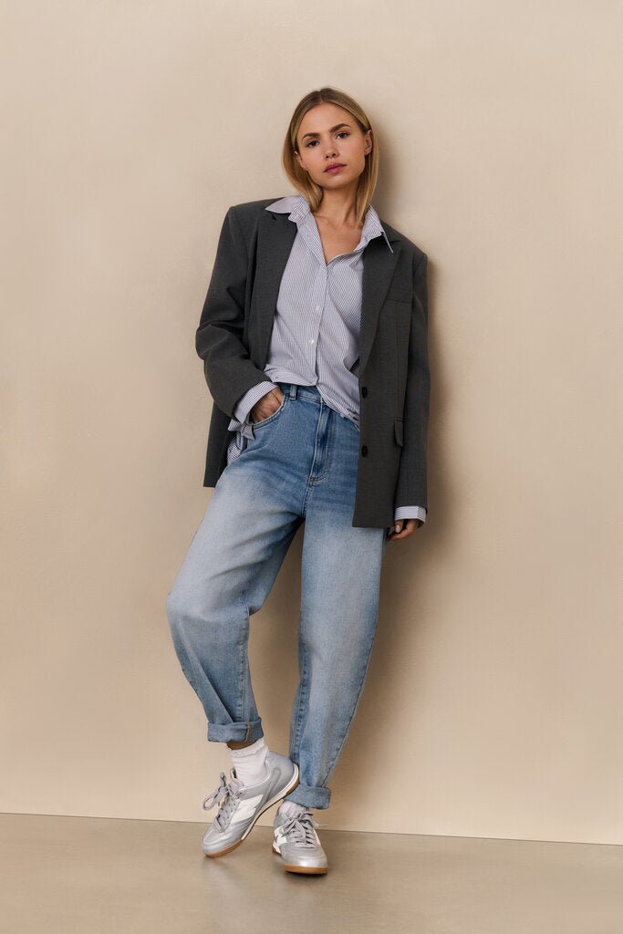 YAYA - Broek Loose Fit High Waist Light Blue Denim - Luxedy