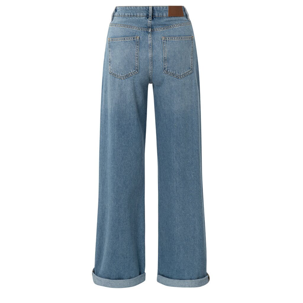 YAYA - Broek Loose Fit With Roll - Up Blue Denim - Luxedy