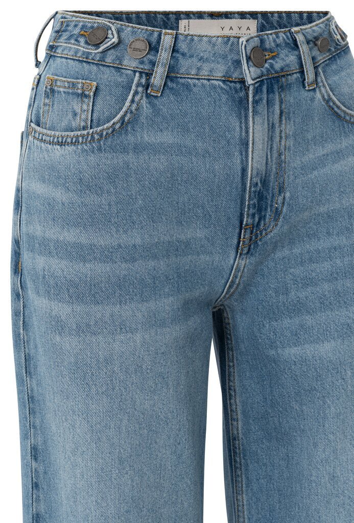 YAYA - Broek Loose Fit With Roll - Up Blue Denim - Luxedy