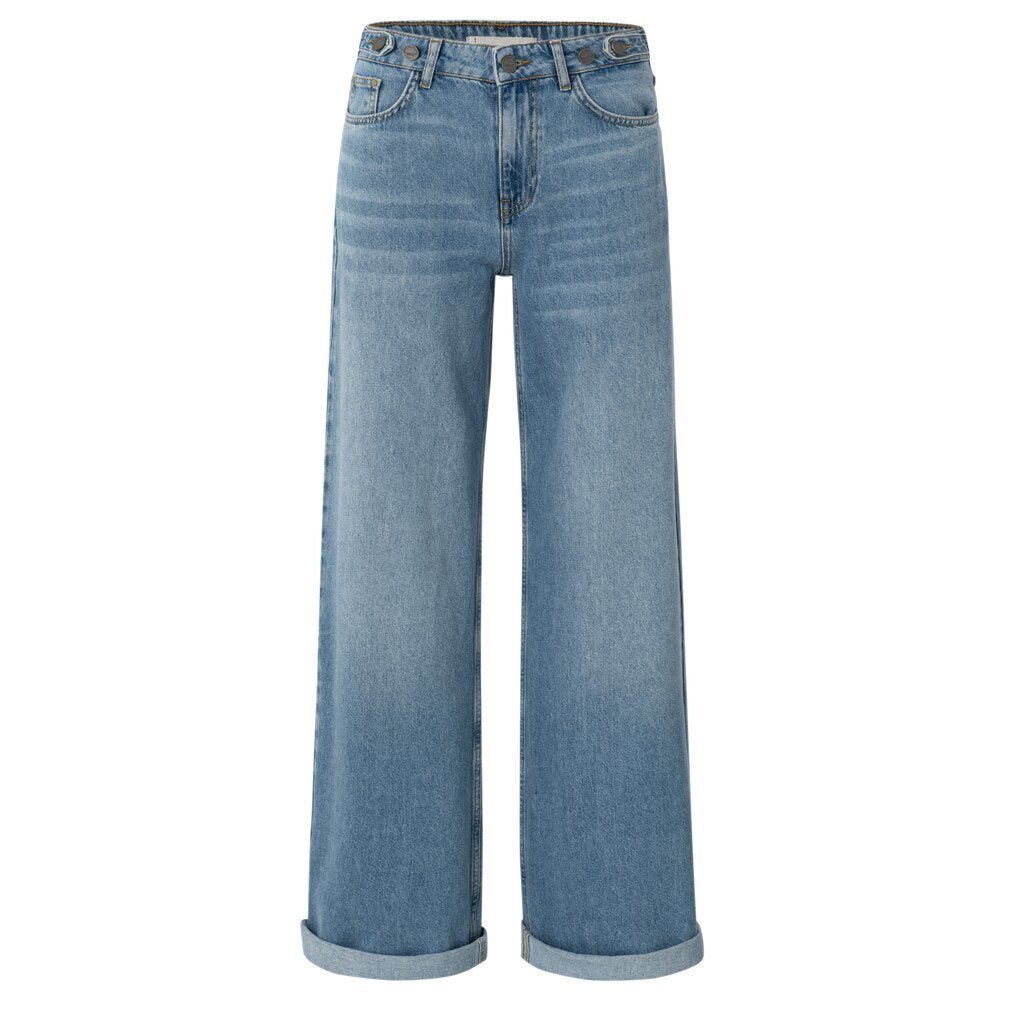 YAYA - Broek Loose Fit With Roll - Up Blue Denim - Luxedy