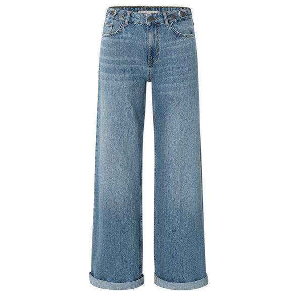 YAYA - Broek Loose Fit With Roll - Up Blue Denim - Luxedy