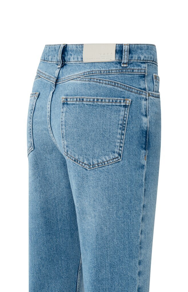 YAYA - Broek Mid Waist Boyfriend Blue Denim - Luxedy