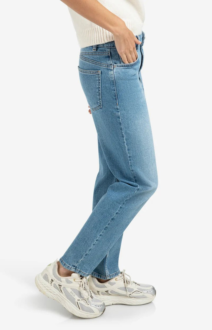 YAYA - Broek Mid Waist Boyfriend Blue Denim - Luxedy
