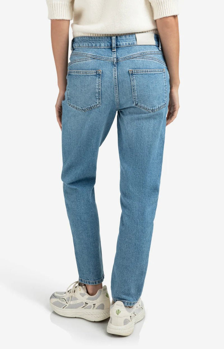 YAYA - Broek Mid Waist Boyfriend Blue Denim - Luxedy