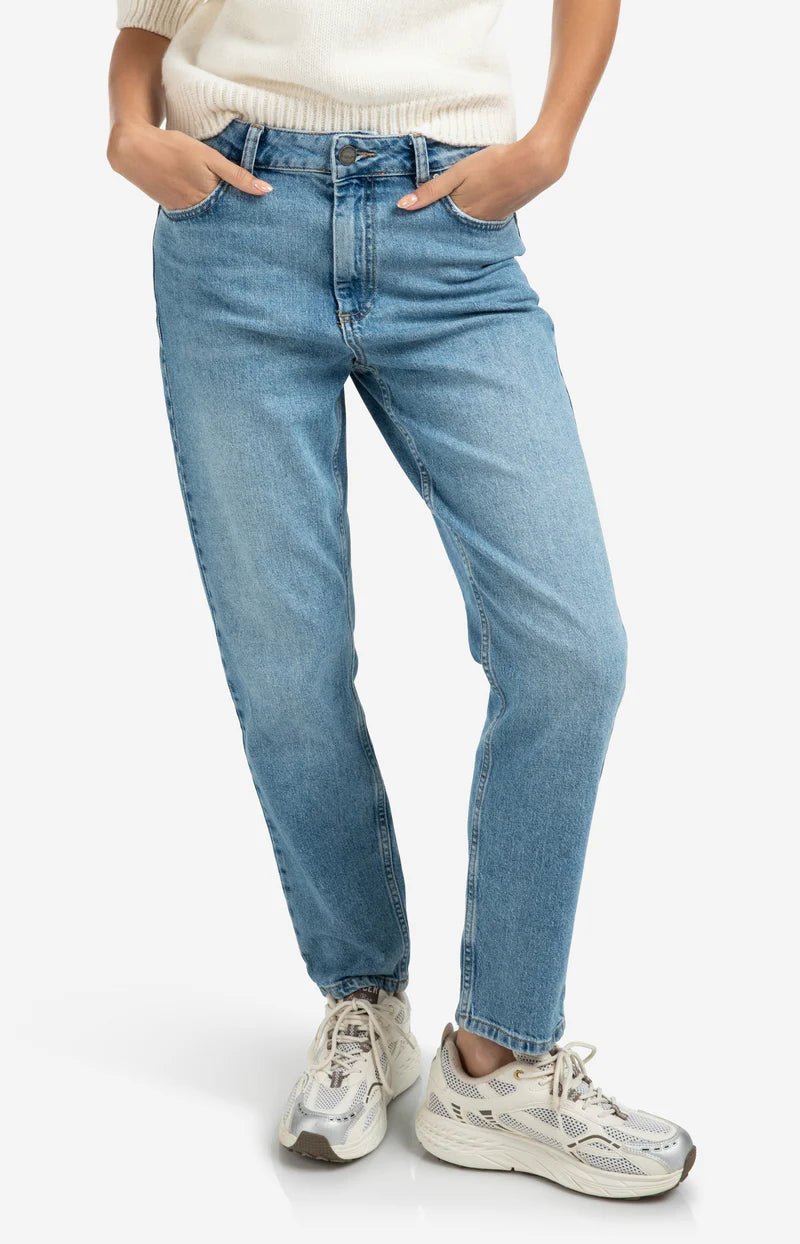 YAYA - Broek Mid Waist Boyfriend Blue Denim - Luxedy