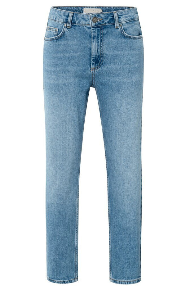 YAYA - Broek Mid Waist Boyfriend Blue Denim - Luxedy
