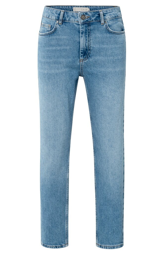 YAYA - Broek Mid Waist Boyfriend Blue Denim - Luxedy