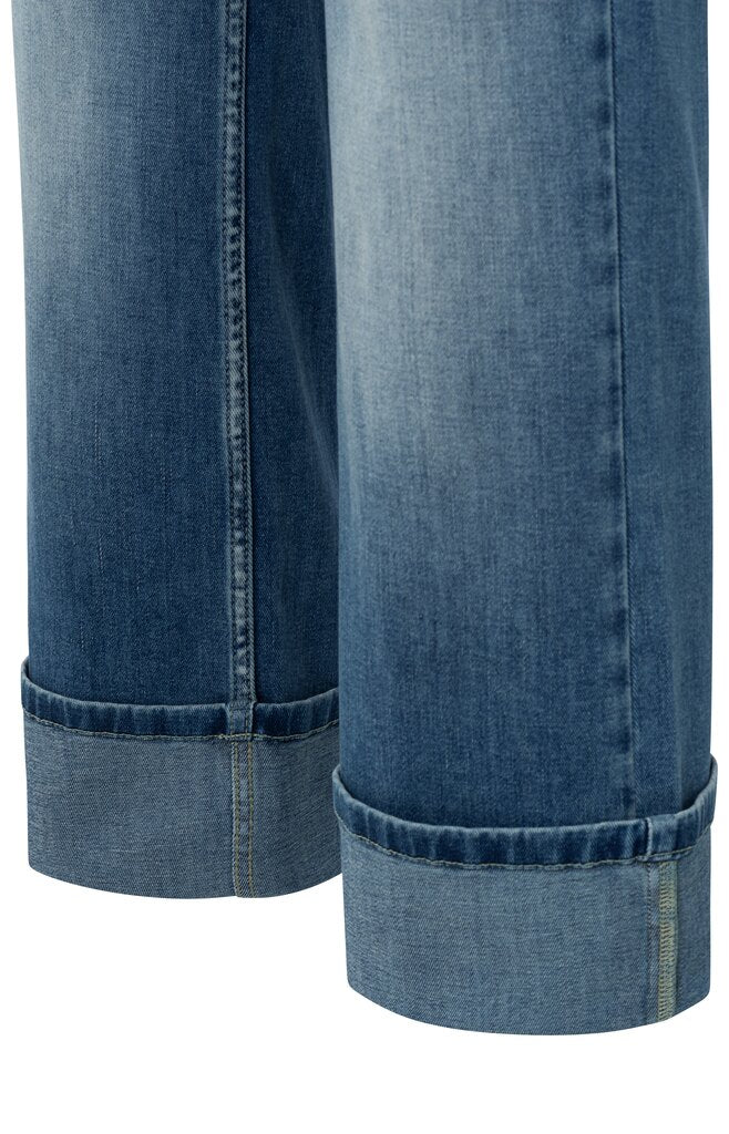 YAYA - Broek Mid Waist Rolled - Up Blue Denim - Luxedy