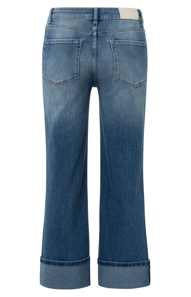 YAYA - Broek Mid Waist Rolled - Up Blue Denim - Luxedy