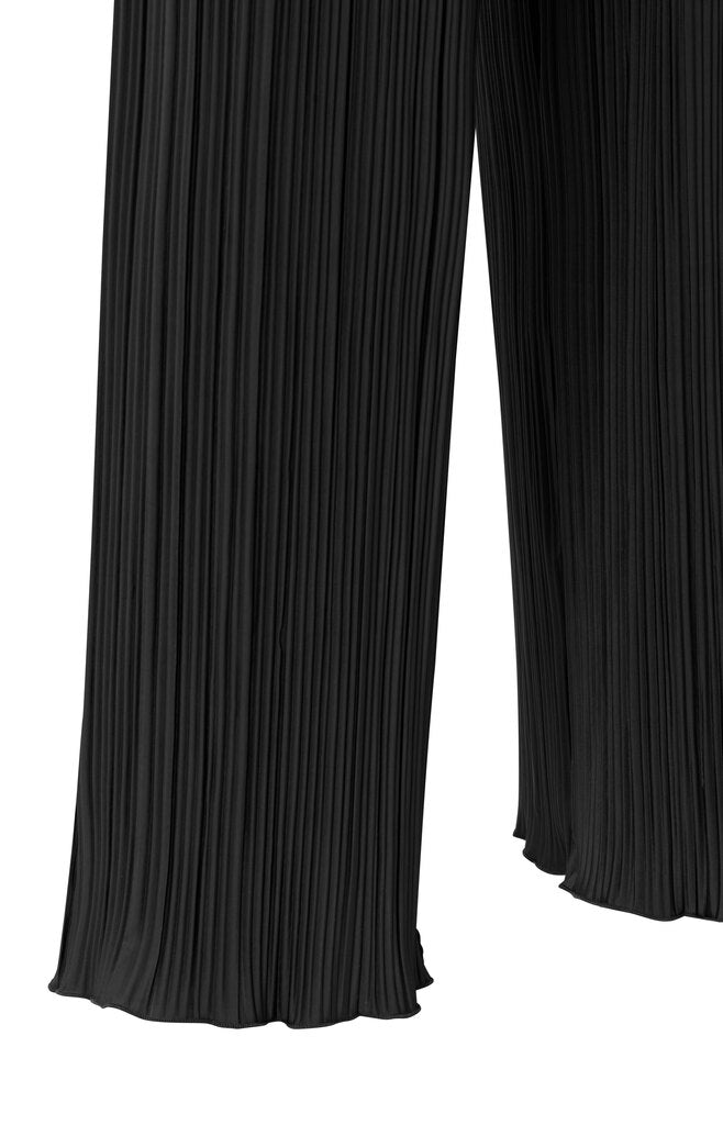 YAYA - Broek Plissé Wide Leg Elastic Waistband Black - Luxedy