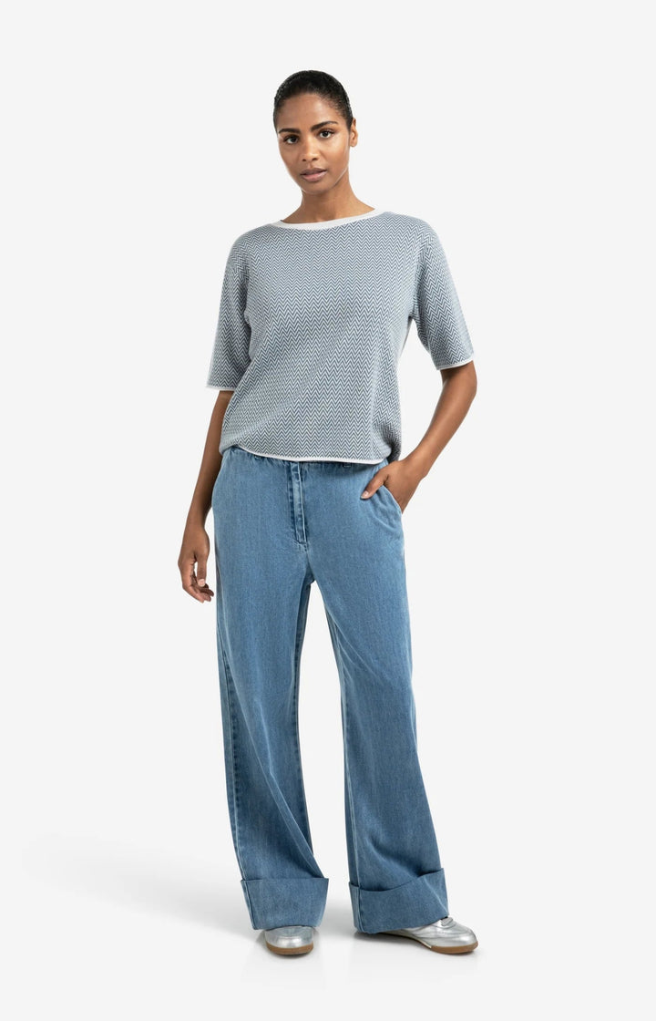 YAYA - Broek Roll - up Blue Denim (lengte 32) - Luxedy