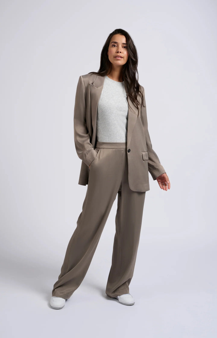 YAYA - Broek Satin Wide Leg Clay Pebble Grey - Luxedy