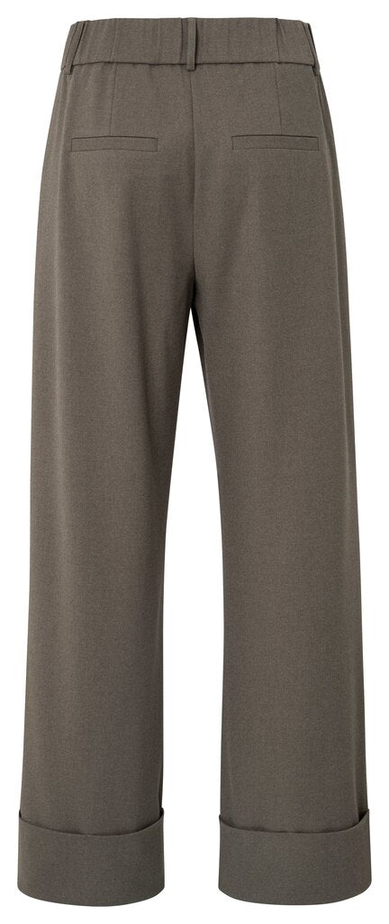 YAYA - Broek Structured Rollup Dark Taupe Grey Melange - Luxedy
