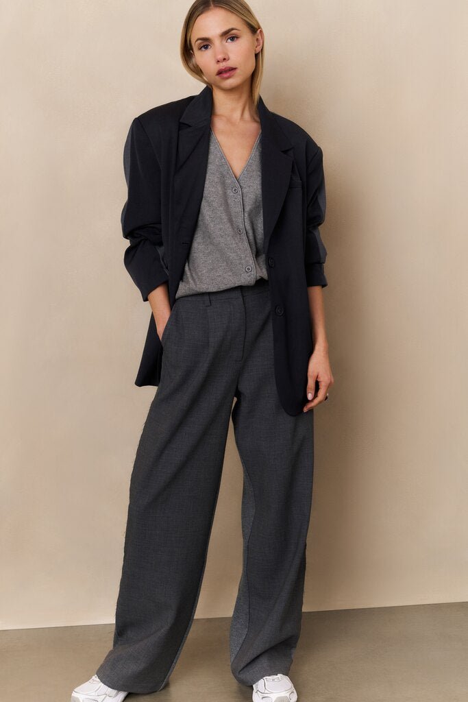 YAYA - Broek Wide Leg Oyster Black Duo Tone - Luxedy