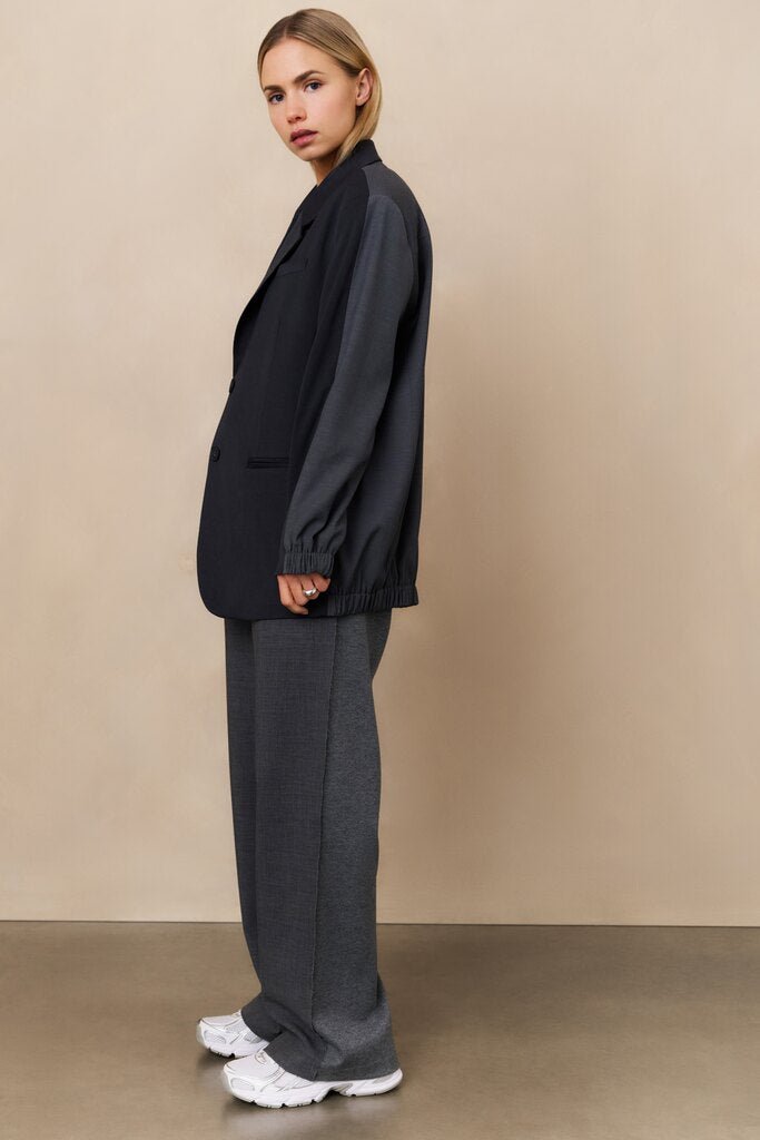 YAYA - Broek Wide Leg Oyster Black Duo Tone - Luxedy