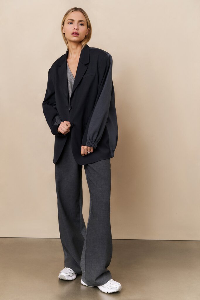 YAYA - Broek Wide Leg Oyster Black Duo Tone - Luxedy