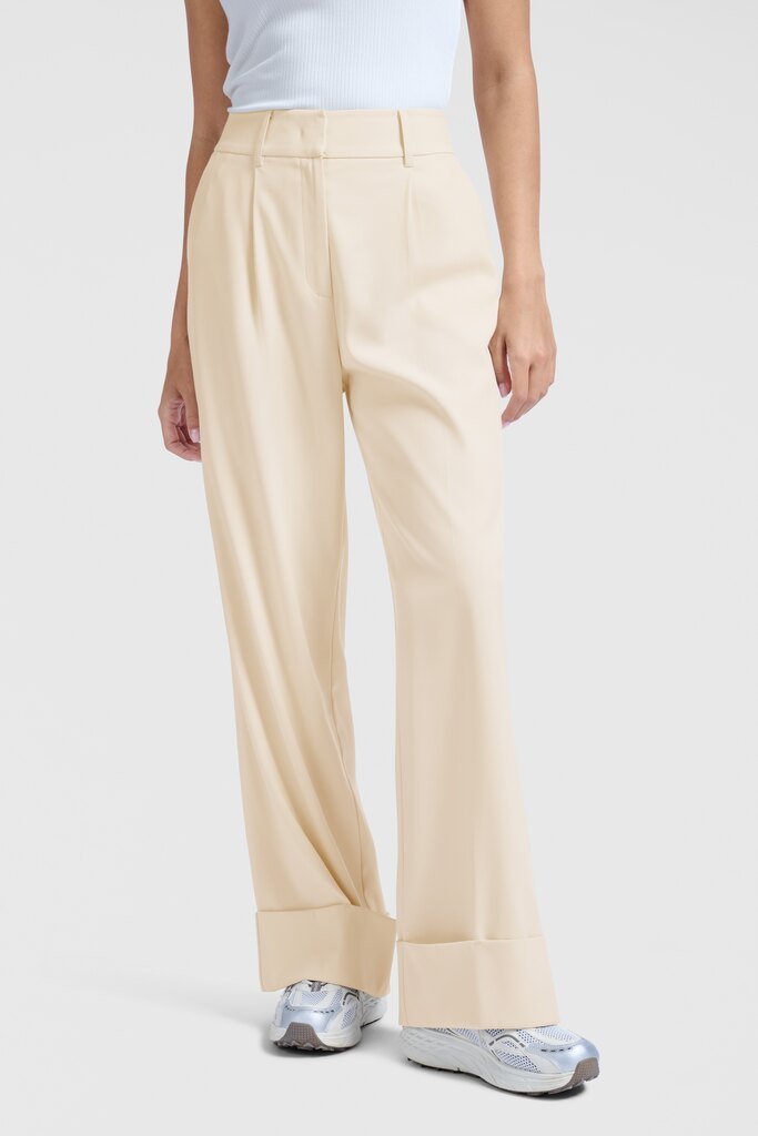 YAYA - Broek Wide Leg Pleats Summer Sand - Luxedy
