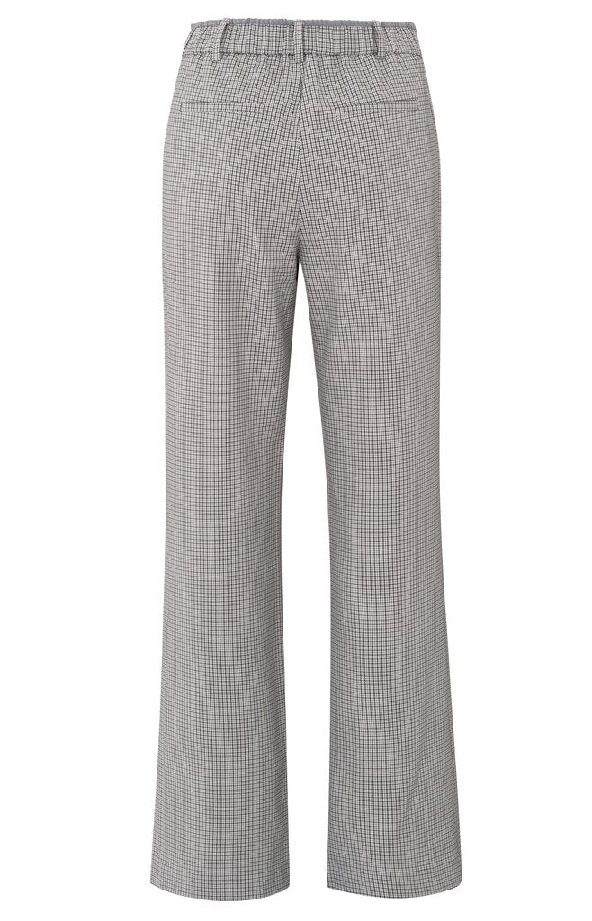 YAYA - Broek Woven Checked Wide Leg Contrast Details Feather Grey Dessin - Luxedy