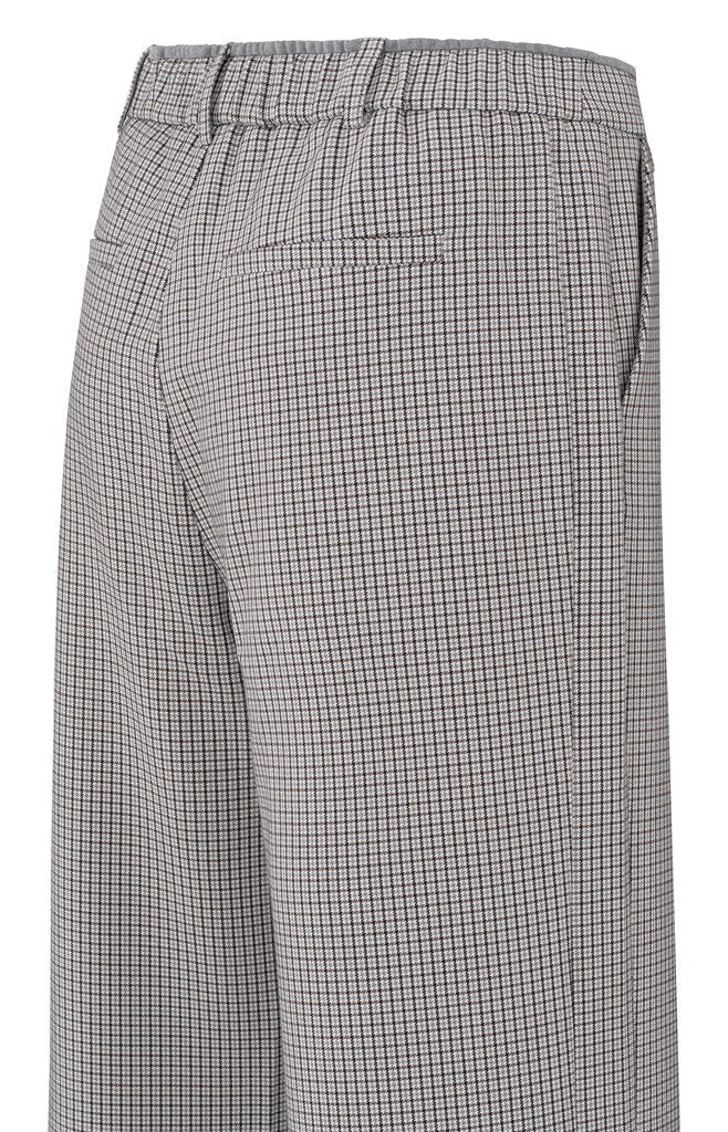 YAYA - Broek Woven Checked Wide Leg Contrast Details Feather Grey Dessin - Luxedy