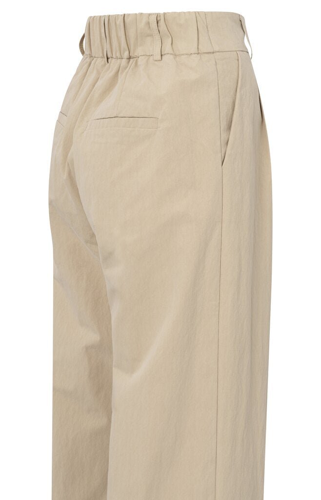 YAYA - Broek Woven Cotton High Waist Twill Beige - Luxedy
