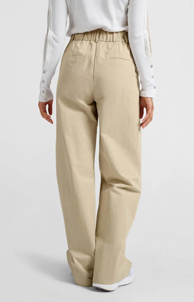 YAYA - Broek Woven Cotton High Waist Twill Beige - Luxedy
