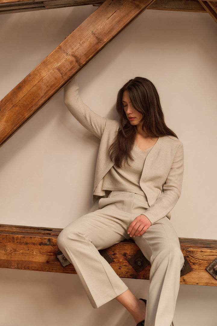 YAYA - Broek Woven Straight Fit Cloud Grey Melange - Luxedy