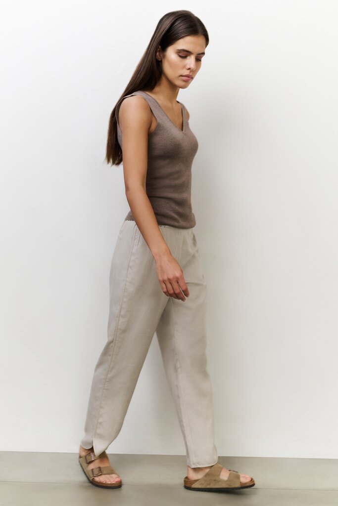 YAYA - Broek Woven Structured Silver Lining Beige - Luxedy