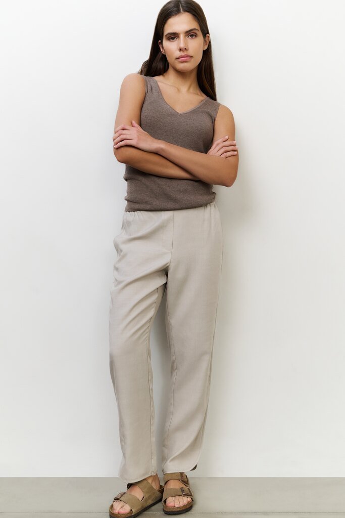 YAYA - Broek Woven Structured Silver Lining Beige - Luxedy