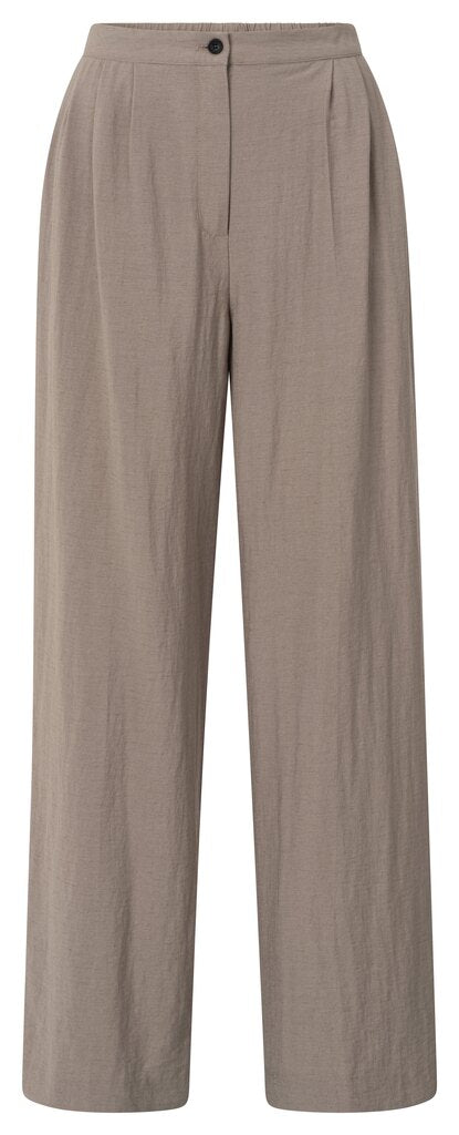 YAYA - Broek Woven Structured Wide Leg Greyish Brown - Luxedy