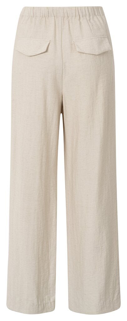 YAYA - Broek Woven Structured Wide Leg Washed Brown - Luxedy