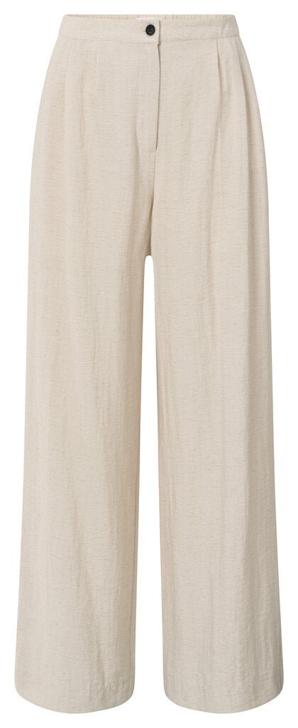 YAYA - Broek Woven Structured Wide Leg Washed Brown - Luxedy
