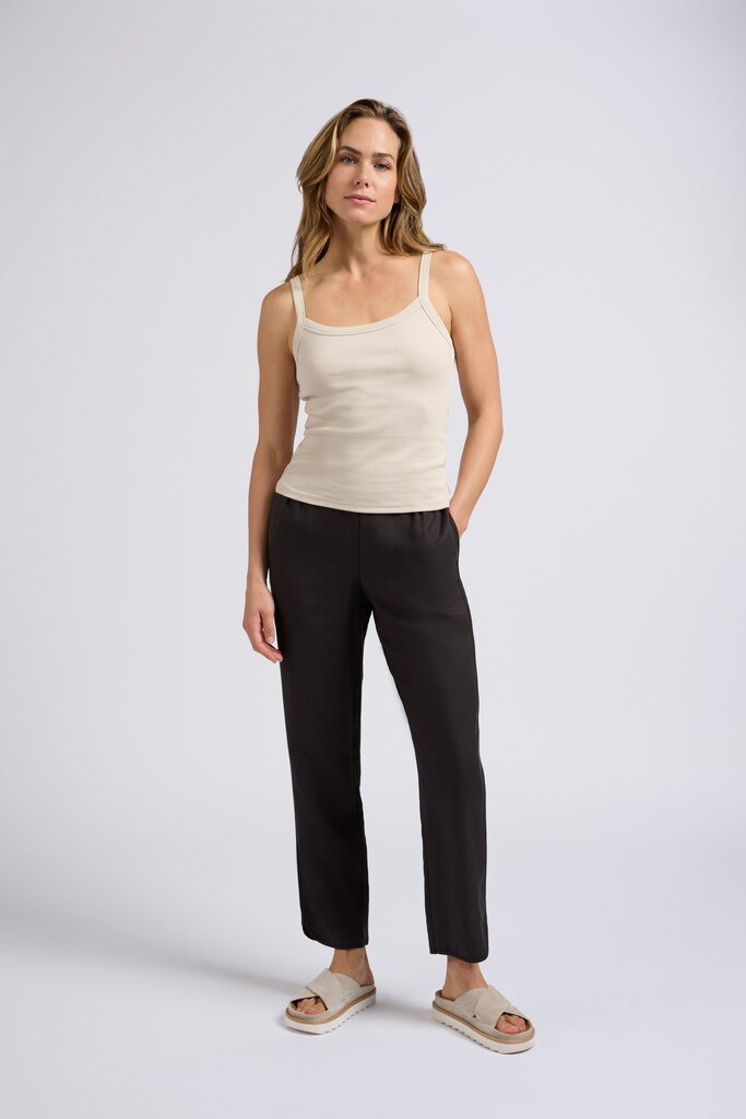 YAYA - Broek Woven Trousers Elastic Waist Licorice Black - Luxedy