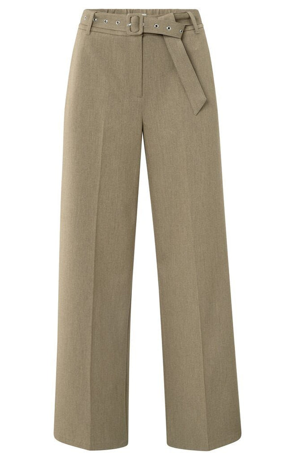 YAYA - Broek Woven Wide Leg Belt Capers Melange - Luxedy