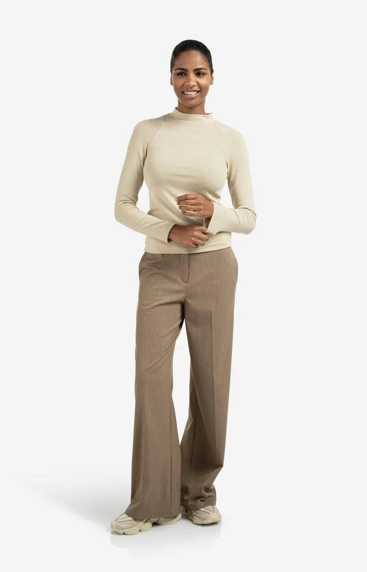 YAYA - Broek Woven Wide Leg Belt Capers Melange - Luxedy