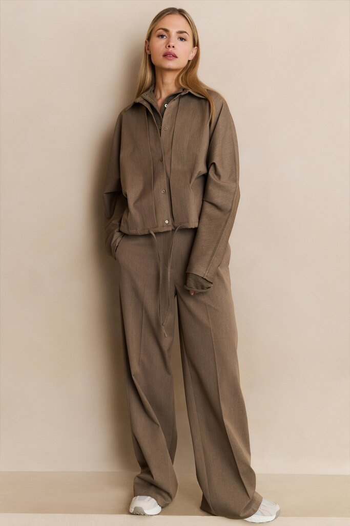 YAYA - Broek Woven Wide Leg Belt Capers Melange - Luxedy