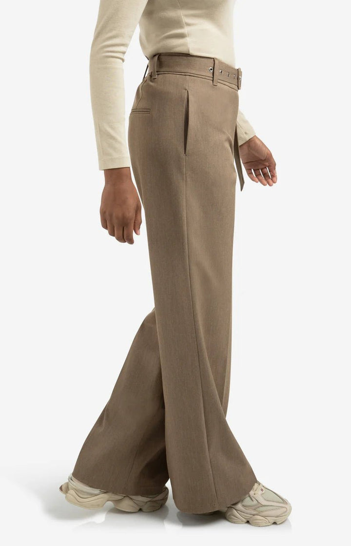 YAYA - Broek Woven Wide Leg Belt Capers Melange - Luxedy