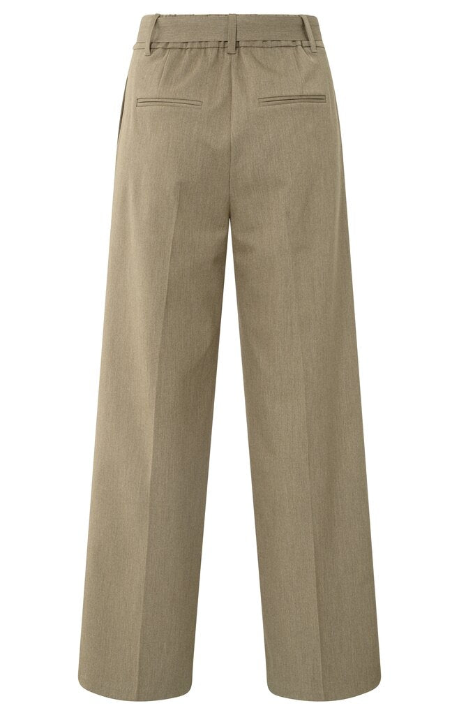 YAYA - Broek Woven Wide Leg Belt Capers Melange - Luxedy