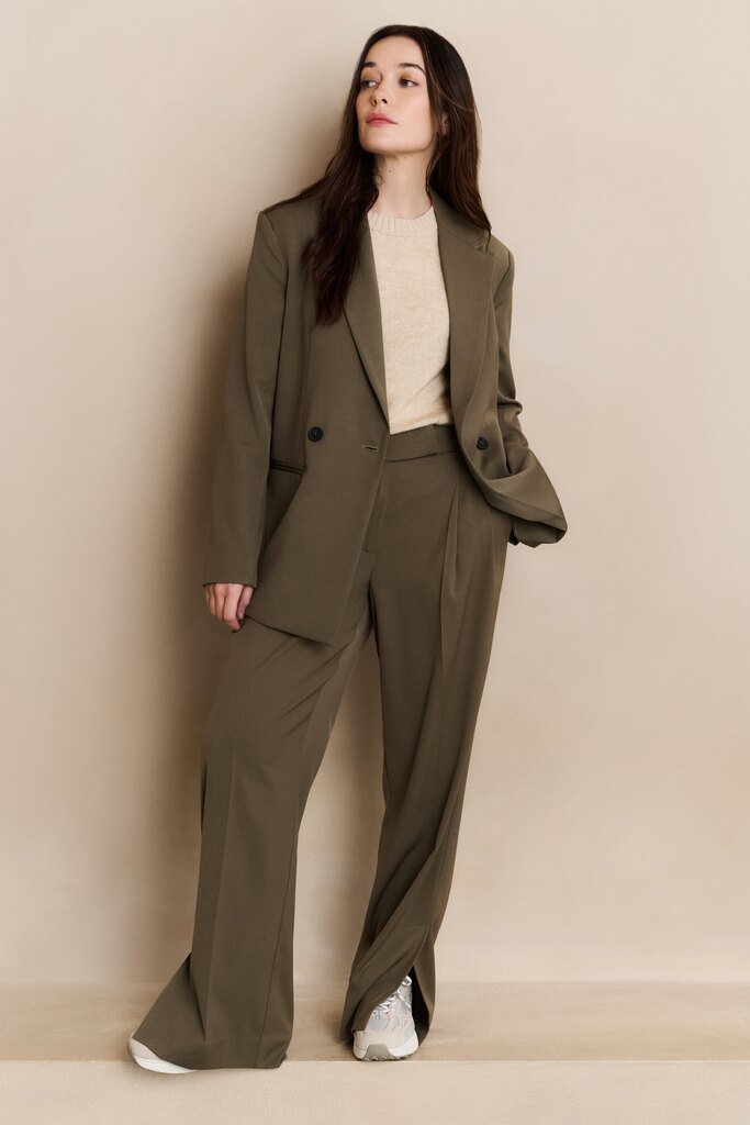 YAYA - Broek Woven Wide Leg Pocket Capers Brownish Green - Luxedy