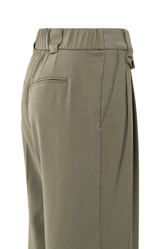 YAYA - Broek Woven Wide Leg Pocket Capers Brownish Green - Luxedy