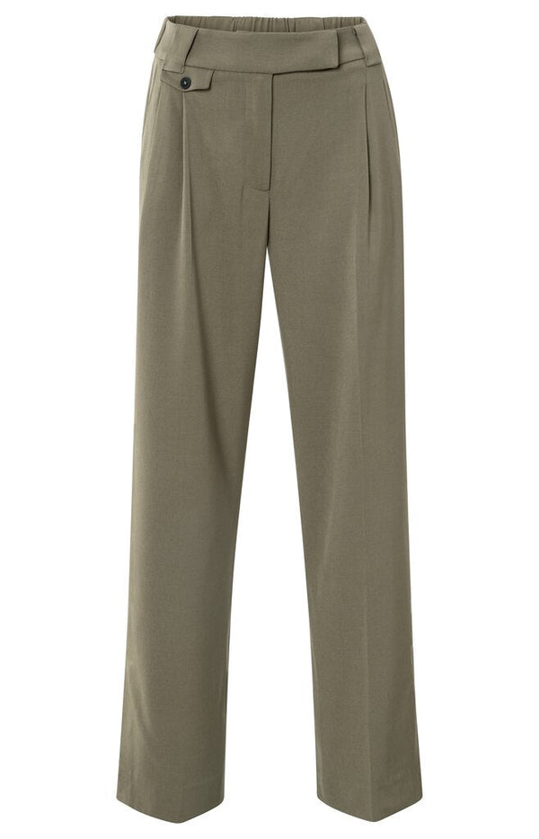 YAYA - Broek Woven Wide Leg Pocket Capers Brownish Green - Luxedy