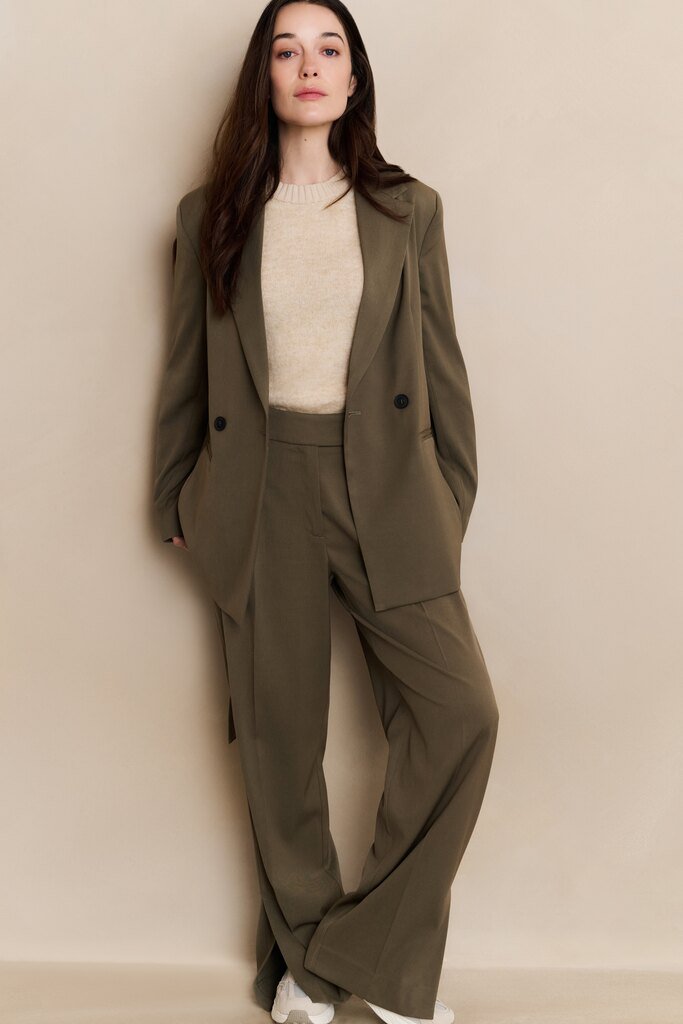 YAYA - Broek Woven Wide Leg Pocket Capers Brownish Green - Luxedy
