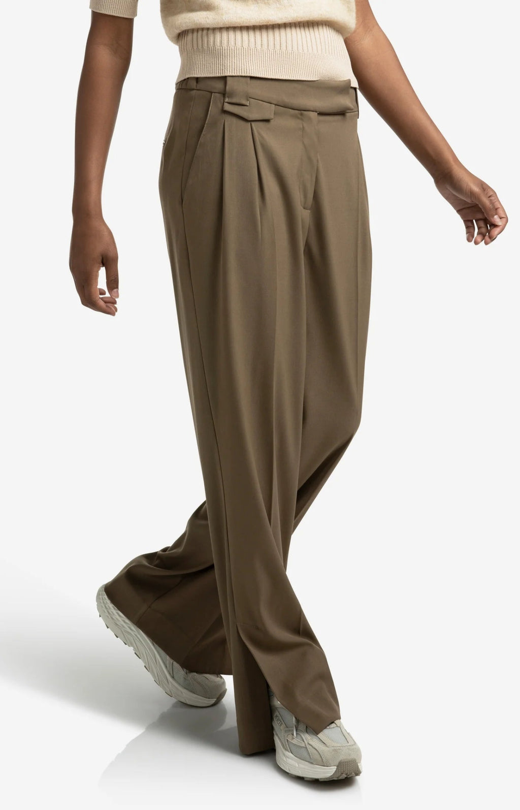 YAYA - Broek Woven Wide Leg Pocket Capers Brownish Green - Luxedy